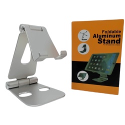 Aluminum stand for phone or tablet - silver foldable