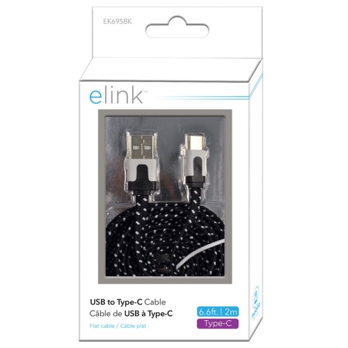 Cable - USB Type-C® 6.6ft Black Braided