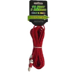Cable Lightning™ Iphone 10 foot braided USB assorted colours