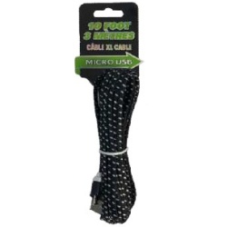 Cable micro USB 10 foot braided USB assorted colours