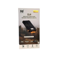 Solar Wireless Powerbank 10,000mah Wireless Charging 2 Usb 1 Type-c™ Ports