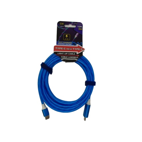 Type-C® to Type-C® 10 foot light up fast charging cable