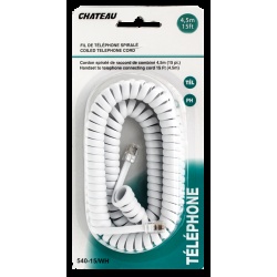 Phone Line Cord White 15 foot