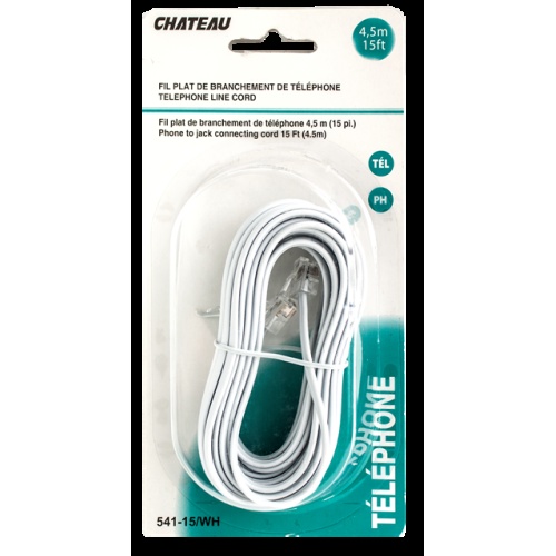 Phone Line Cord White 15 foot