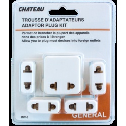 Foreign travel adaptor plug set or 5