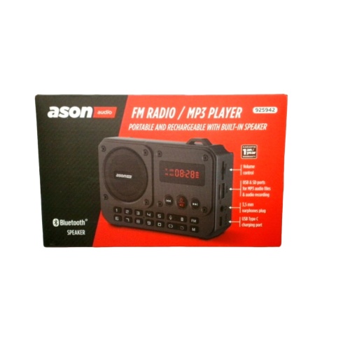 Portable Rechargeable Bluetooth Fm Radio/mp3 Player W/built-in Speaker Ason