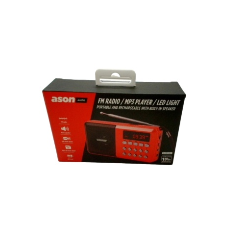 Portable Rechargeable FM Radio/MP3 Player/LED Light w/Built In Speaker Ason