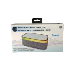 Wireless speaker - 15 watt wireless charger - and clock - bluetooth - powered by USB-C