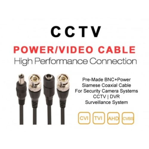 BNC+DC 25 foot Pre-made Video Power Cable For CCTV Security Camera Surveillance Use Available