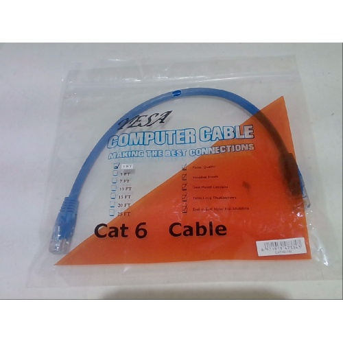 cable Cat6 network ethernet 1 foot blue