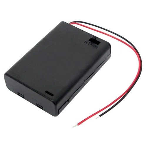 Battery holder for 3 AA's with cover switch and wire