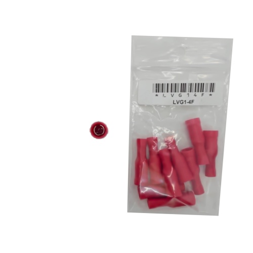 Fully Insulated Female Bullet Stud Size mm: 4 / 0.156-Red bag of 10