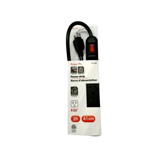 6 outlet power strip - black - 2 foot cord