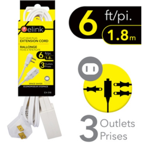 Extension cord flat head 6 feet