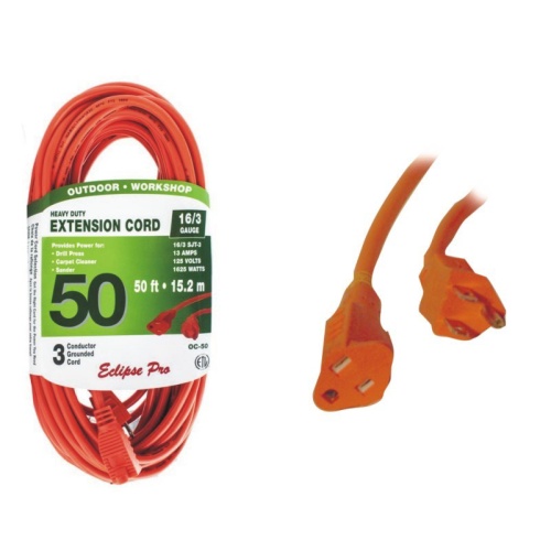 HD Grounded 50 ft electrical extension CSA orange