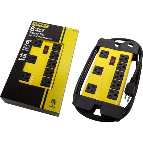 Power bar 8 outlet with 6 foot cord and 15 amp circuit breaker