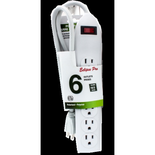 Power bar strip 6 outlets 3 foot cord w/surge