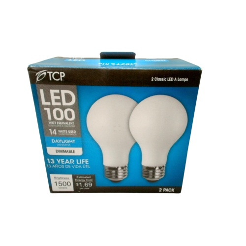 Light Bulb 2pk. LED Daylight Dimmable 14W (100W Equivalent) TCP