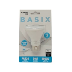 Light bulb par20 50w 5000K uses only 7w 40 degree 450 lumens luminus led