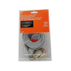 3/16 X 50' 7x19 Wire Rope w/Slip Hook & Latch 850lb. Galvanized Everbilt"