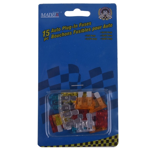 Auto Blade Plug In Fuse Set 15 Pc
