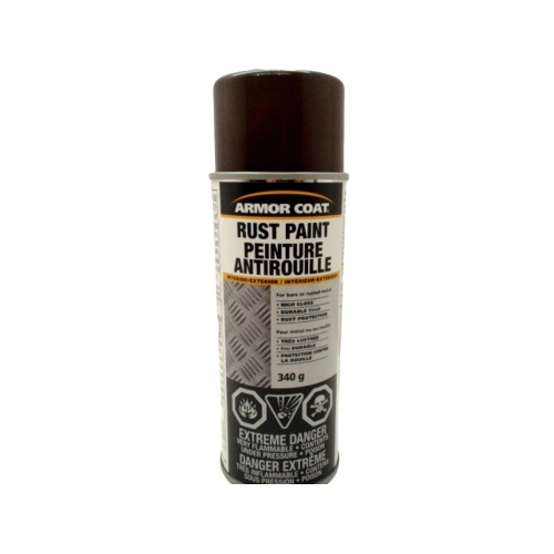 Rust Spray Paint High Gloss Brown 340g. Interior Exterior Armor Coat