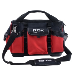 Tool bag 16 inch hard base with polyester sides - 15 exterior pockets, 12 interior