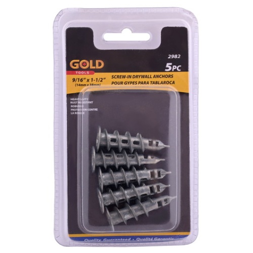 Anchors screw in drywall metal 9/16x1.5 inch 14x38mm 5 pack