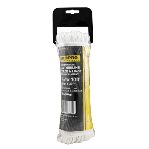 Clothesline double braided white 3/16 inch x 100 feet