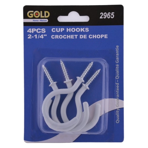 Cup hooks 2.25 inch 4 pack white