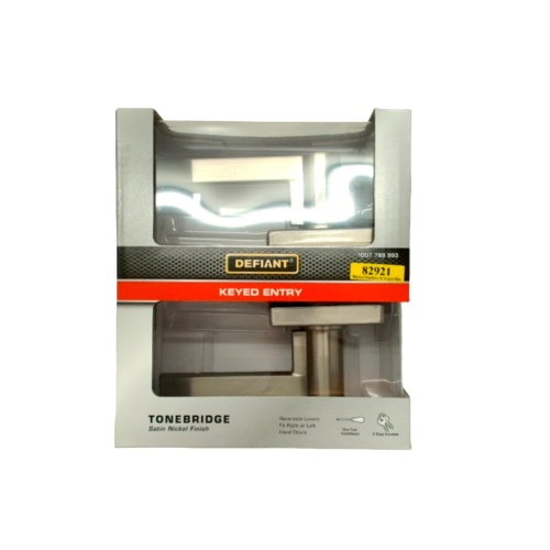 Door Lever Keyed Entry Satin Nickel Finish Defiant