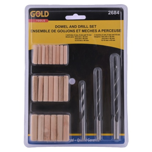 Dowel and Drill bit set 18-6x30mm 14-8x40mm 12-10x40mm