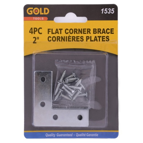 Flat corner brace mending plate 2 inch pack of 4 with screws