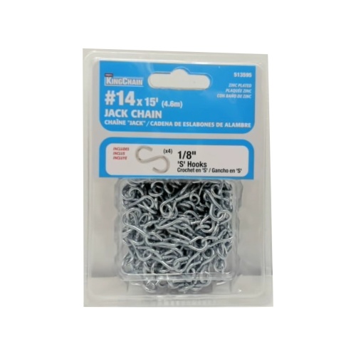 Jack Chain #14 X 15' w/1/8 S Hooks King Chain