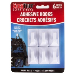 Plastic Hooks Square 6 Pack Ultra strong Holds up to 2kgs