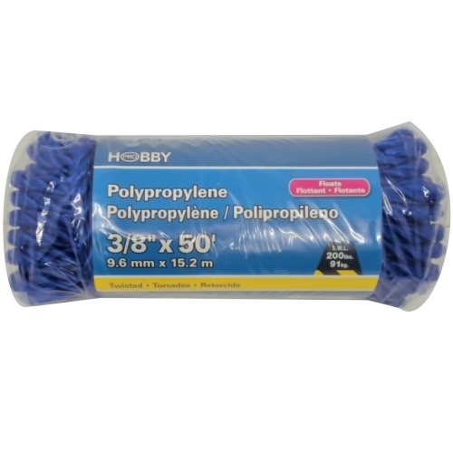 Polypropylene Rope 3/8 X 50' Blue Twisted 200lbs. (endcap)