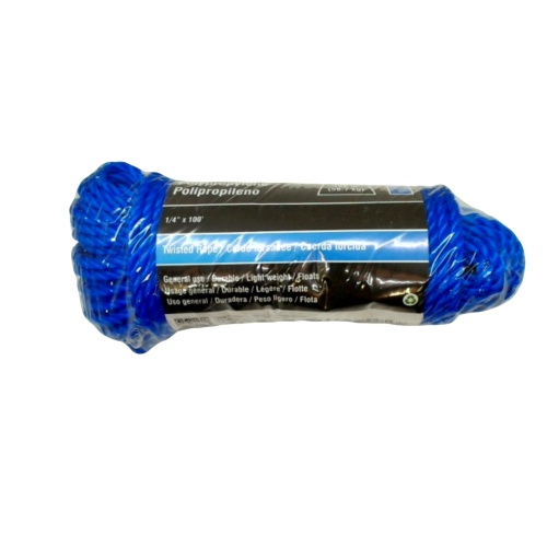 Polypropylene Twisted Rope 1/4 x 100' Blue 125lb. Onward