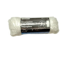 Polypropylene Twisted Rope 1/4 x 100' White 125lb. Onward"