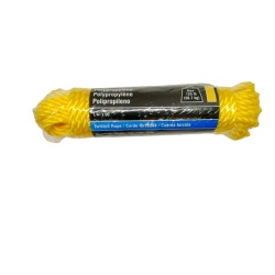 Polypropylene Twisted Rope 1/4 x 50' Yellow 125lb. Onward"