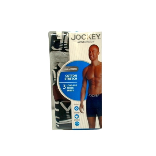Boxer Briefs 3pk. Cotton Stretch Long Leg Jockey Assorted