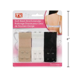 Bra extender soft back 3 pack nude/white/black