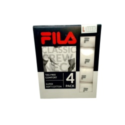 Men's White T-Shirt 4pk. Large Fila Classic Crew Neck Tag Free