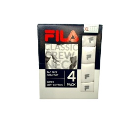 Men's White T-Shirt 4pk. XL Fila Classic Crew Neck Tag Free
