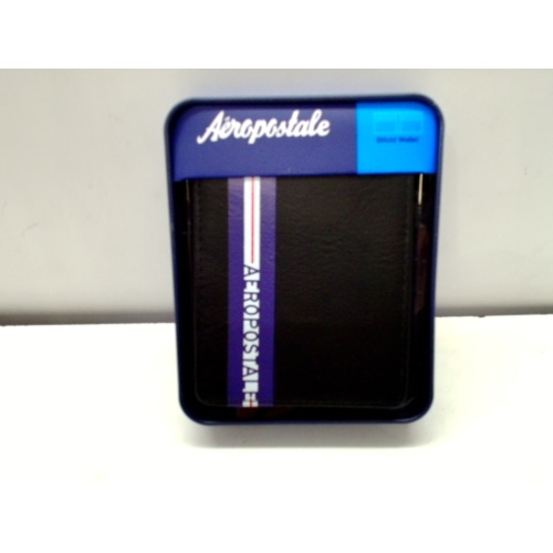 Aeropostale Bifold Wallet Black W/stripe