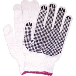 Gloves knitted cotton blk dots red doz SM