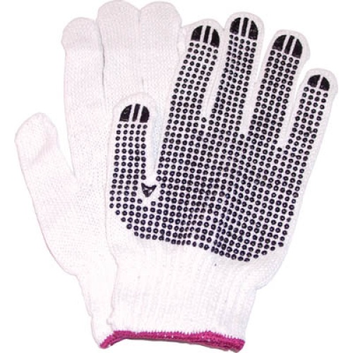 Gloves knitted cotton blk dots red doz SM