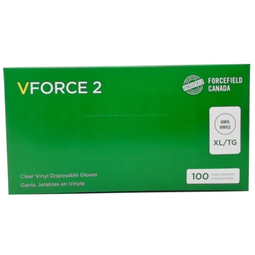 Vinyl Gloves XL 100pk. Disposable Clear Vforce 2