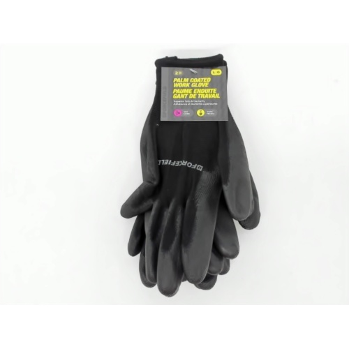 Work Gloves 2pk. Lg Palm Coated Black Forcefield