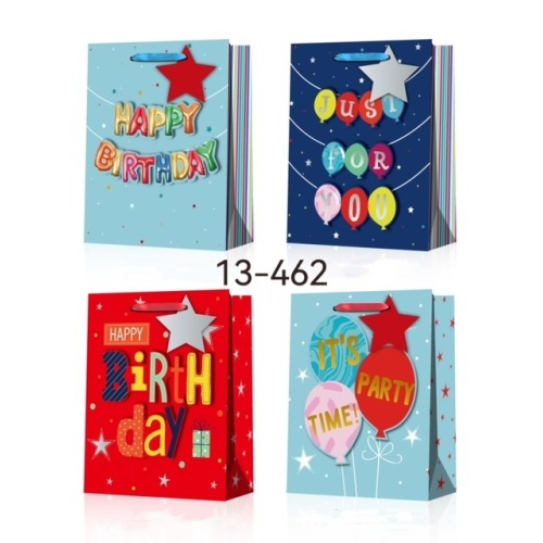 Gift Bags Medium Glitter Happy Birthday 4 Asstd