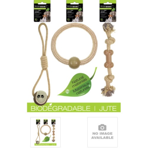 Dog toys made with biodegradable jute - 3 Assorted